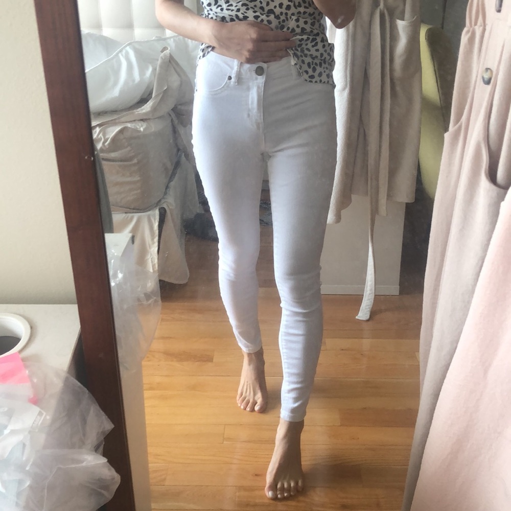 High rise white skinny jeans
